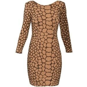Aritzia Wilfred Nude and Black Print Bodycon Dress